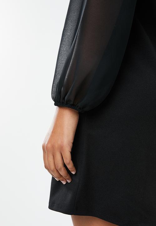Superbalist - Shift dress with contrast sleeve - black
