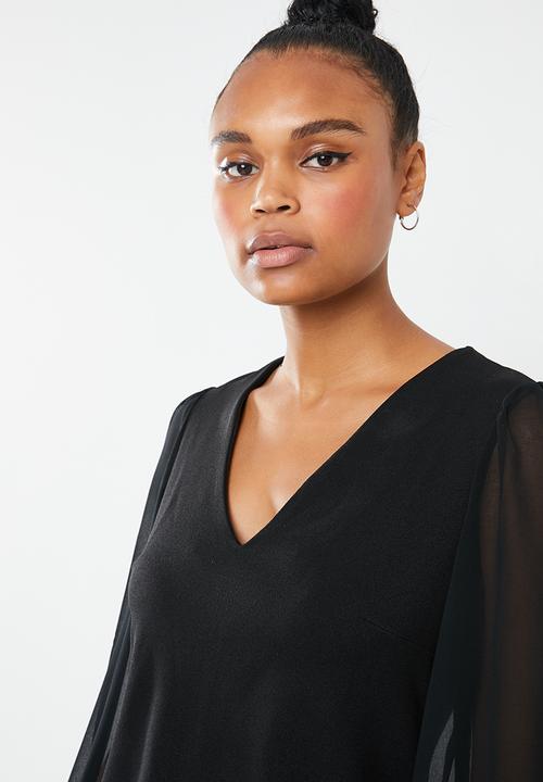 Superbalist - Shift dress with contrast sleeve - black