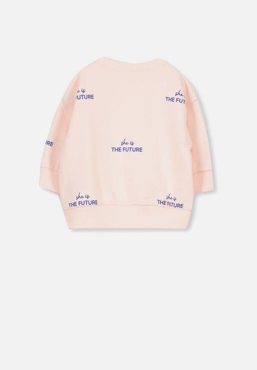 Cotton On - Skyler drop shoulder crew - pink