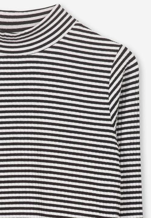 Cotton On - Ellie long sleeve rib top - black & white