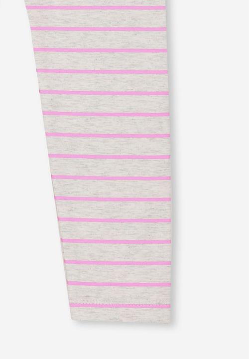 Cotton On - Huggie striped tights - pink & grey
