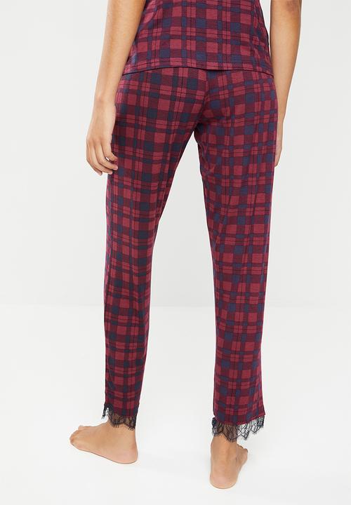 New Look - M&M check trouser - red & navy