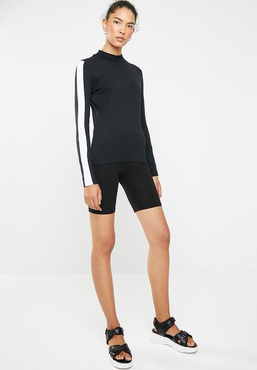 Brave Soul - Long sleeve roll neck with side stripe - black