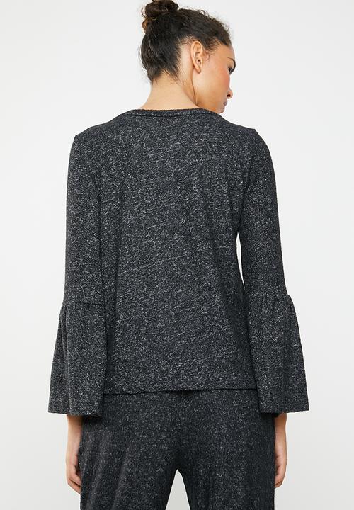 Brave Soul - Long sleeve top with bell sleeves - charcoal