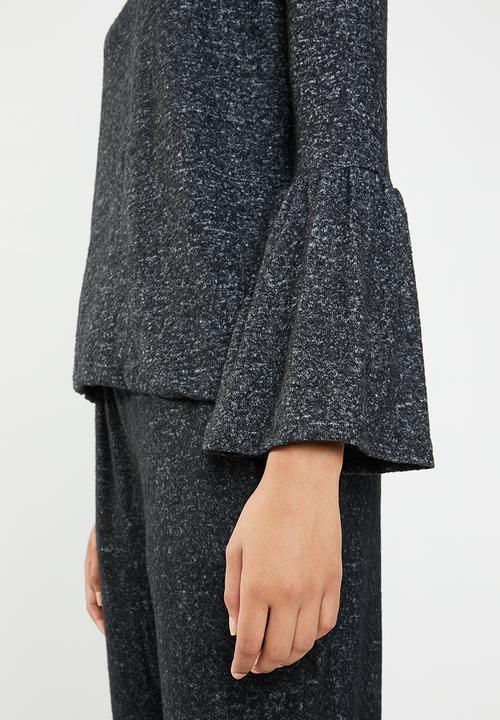 Brave Soul - Long sleeve top with bell sleeves - charcoal