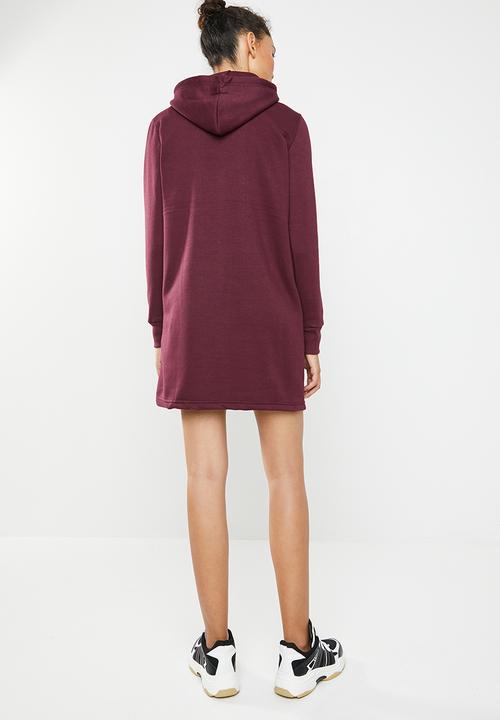 Brave Soul - Hooded jumper dress - burgundy