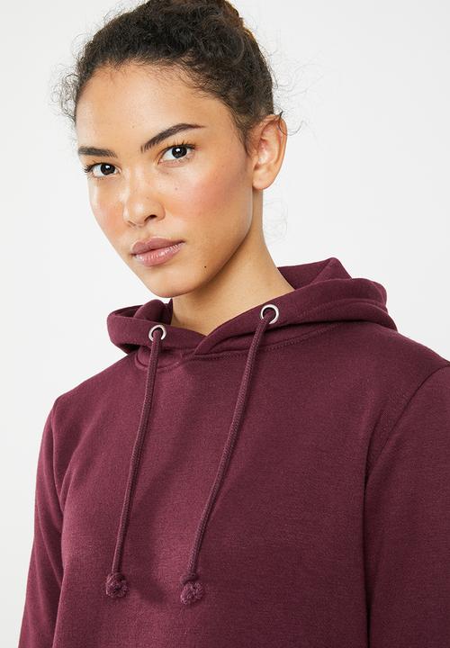 Brave Soul - Hooded jumper dress - burgundy