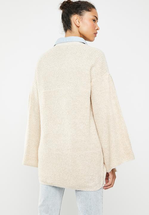 Brave Soul - Flared sleeve cardigan - cream