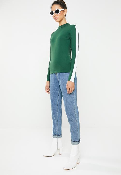 Brave Soul - Long sleeve roll neck with side stripe - green