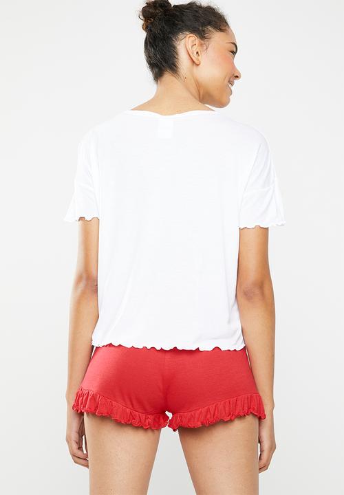 New Look - Love disney ruffle short set - red