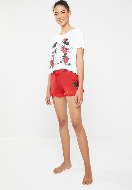New Look - Love disney ruffle short set - red