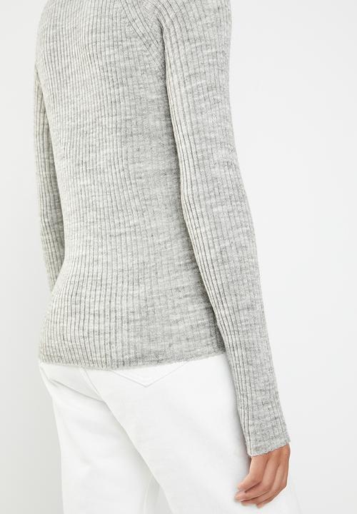 Brave Soul - Fine knit polo neck - grey