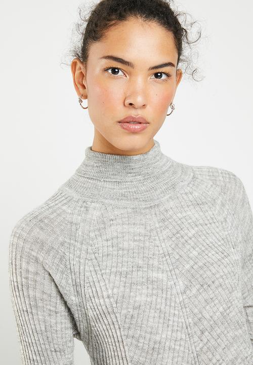 Brave Soul - Fine knit polo neck - grey