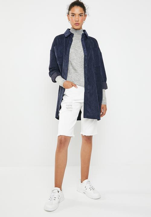 Brave Soul - Fine knit polo neck - grey