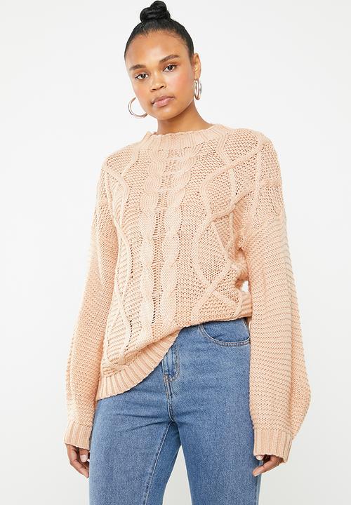 Missguided - Cable knitted jumper - peach