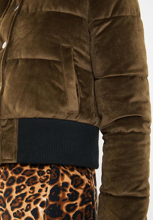 Missguided - Velvet cropped padded coat - tan