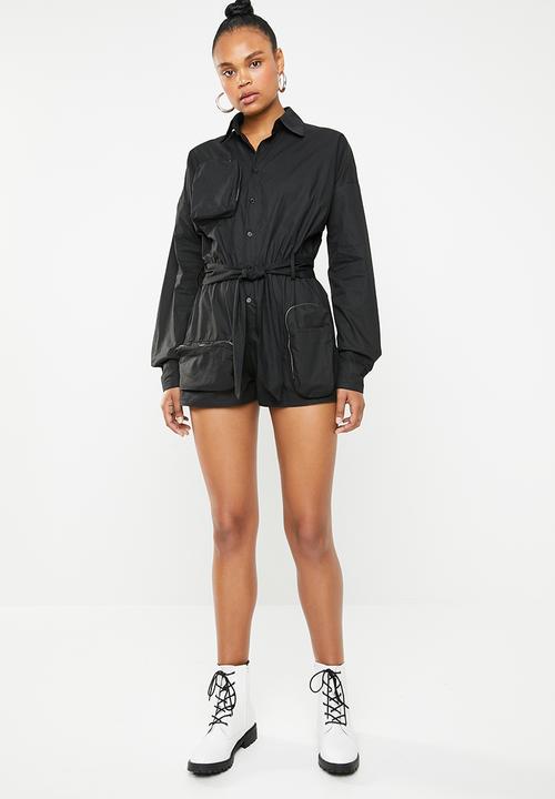 black utility playsuit