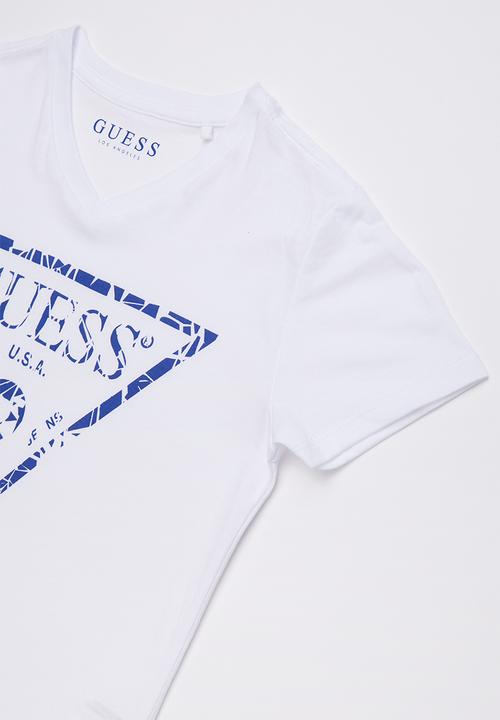 GUESS - Short sleeve cracked tri tee - white