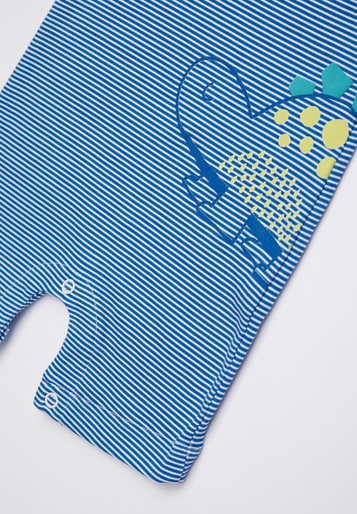 Baby Corner - Dino striped sleepsuit - navy & white
