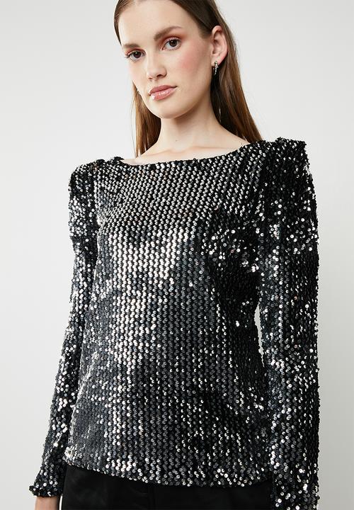 ONLY - Confidence cutout top - silver & black