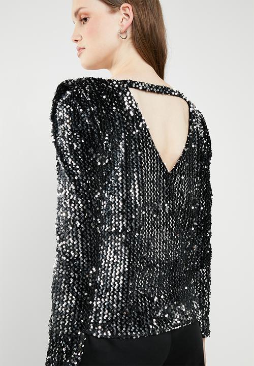 ONLY - Confidence cutout top - silver & black