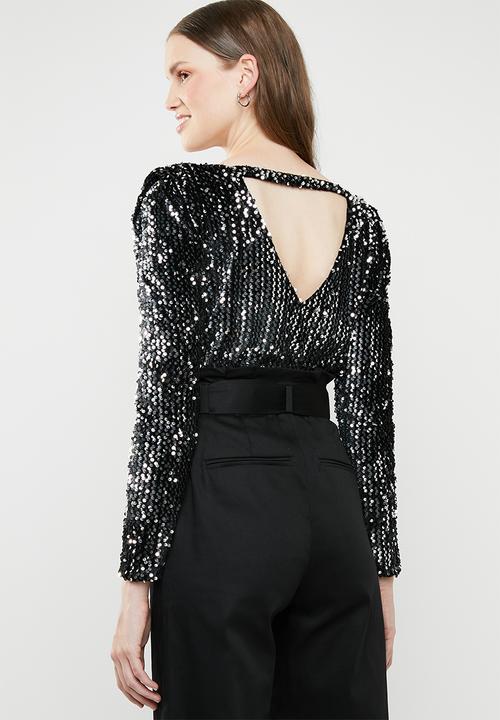 ONLY - Confidence cutout top - silver & black
