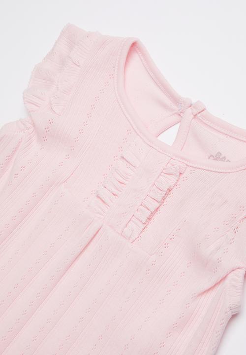 Baby Corner - Frilly short sleepsuit - pink