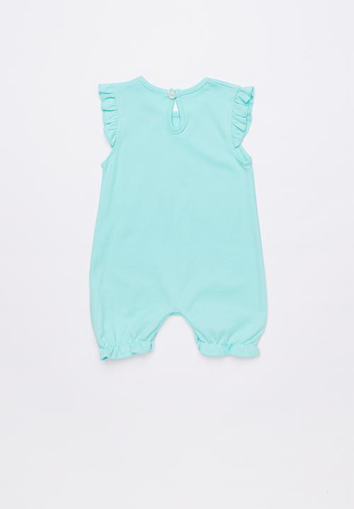 Baby Corner - Unicorn frilly short romper - green