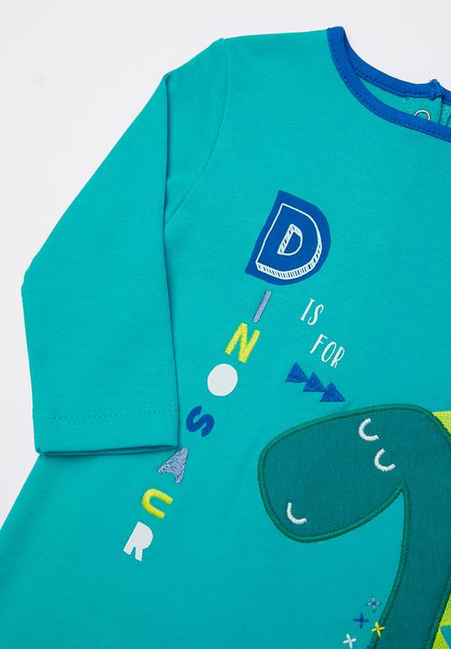 Baby Corner - Dino 2 pack printed sleepsuit & hat set - green