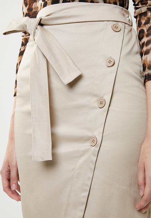 STYLE REPUBLIC - Structured front button skirt - beige