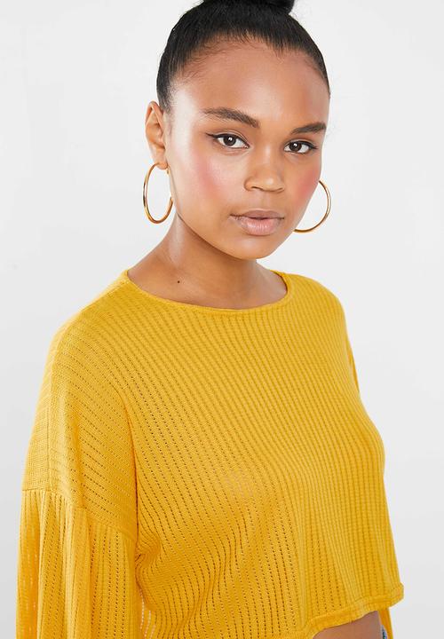 Missguided - Cut and sew crop sweat golden rod - yellow