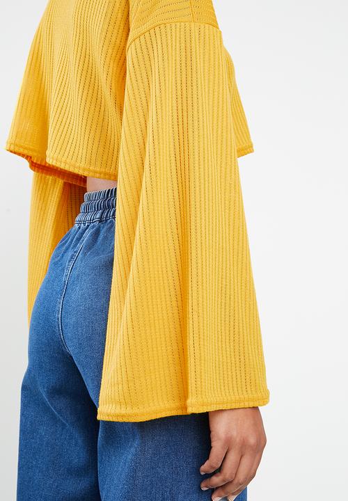 Missguided - Cut and sew crop sweat golden rod - yellow