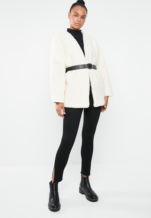 Missguided - Borg throw on jacket - cream
