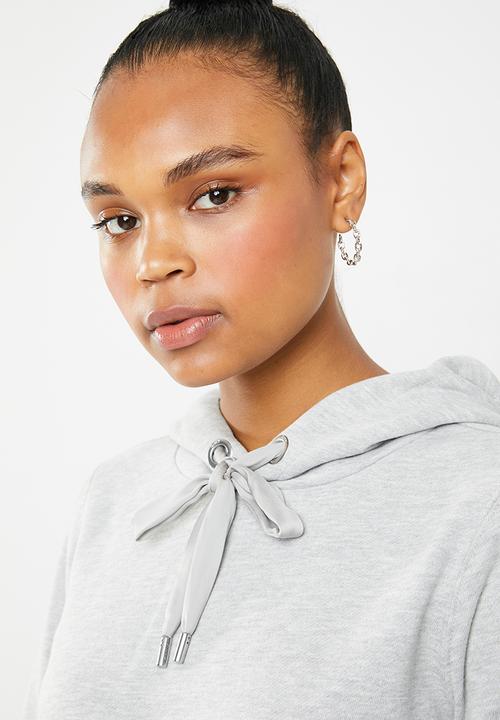 ONLY - Myra hoodie with faux fur cuffs - grey