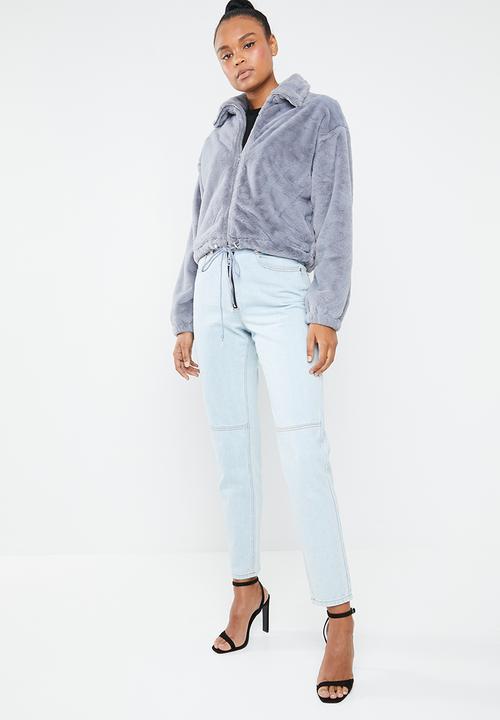 Missguided - Faux fur bomber jacket - grey