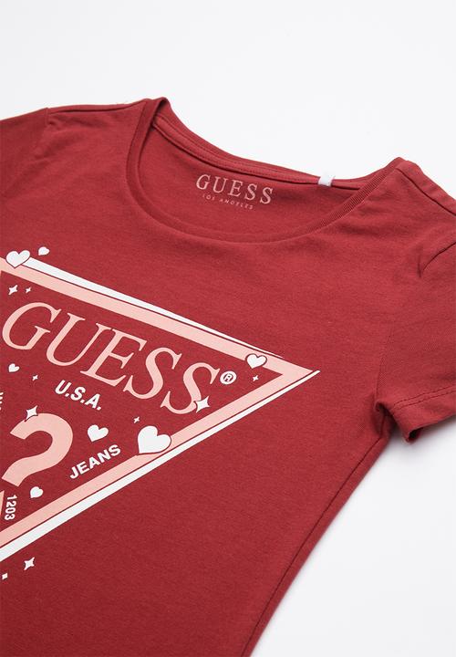 GUESS - Short sleeve double hearts tee - red