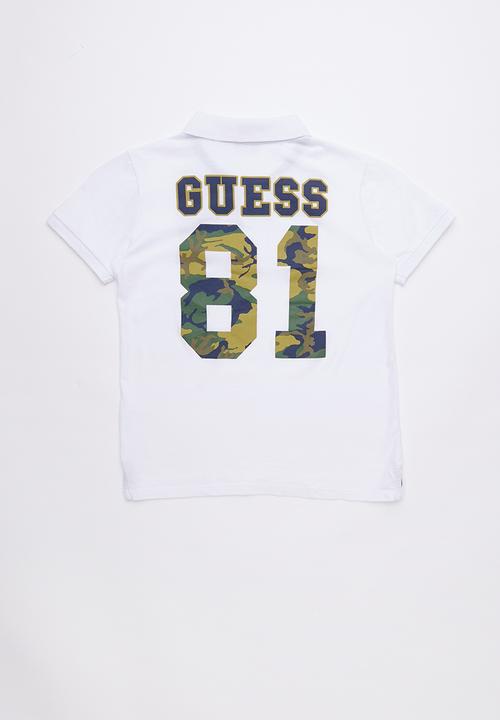 GUESS - Short sleeve 81 camo polo - white