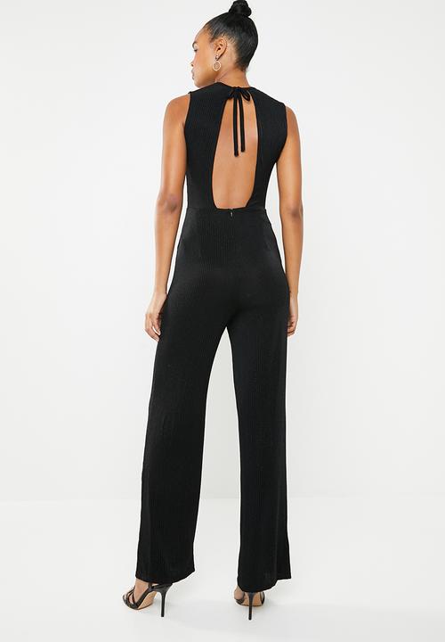 ONLY - Cosmo lurex sleeveless jumpsuit - black