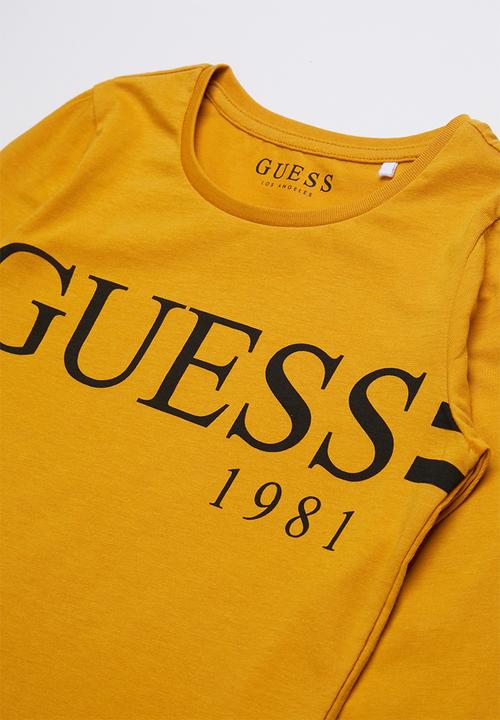 GUESS - Long sleeve classic varsity tee - mustard