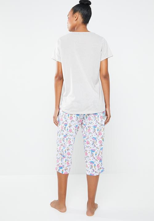 c(inch) - Sleep tee and capri pants sleep set - multi 