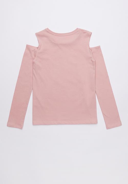 GUESS - Long sleeve cold shoulder tee - pink