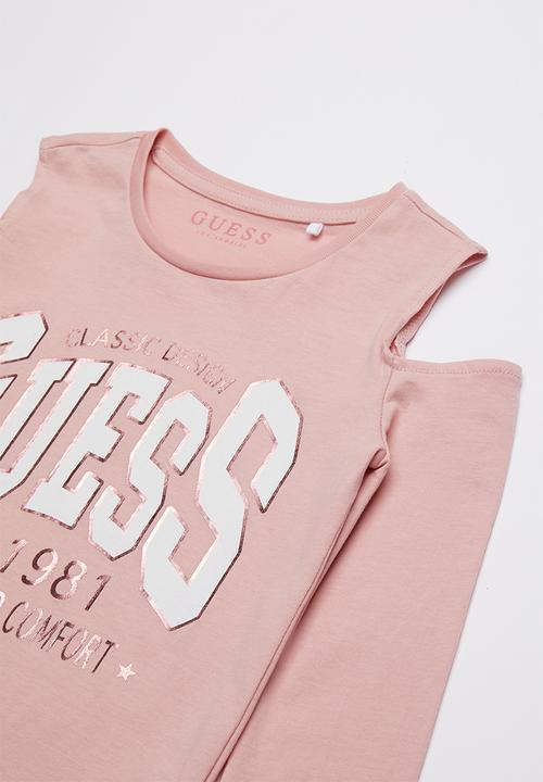 GUESS - Long sleeve cold shoulder tee - pink
