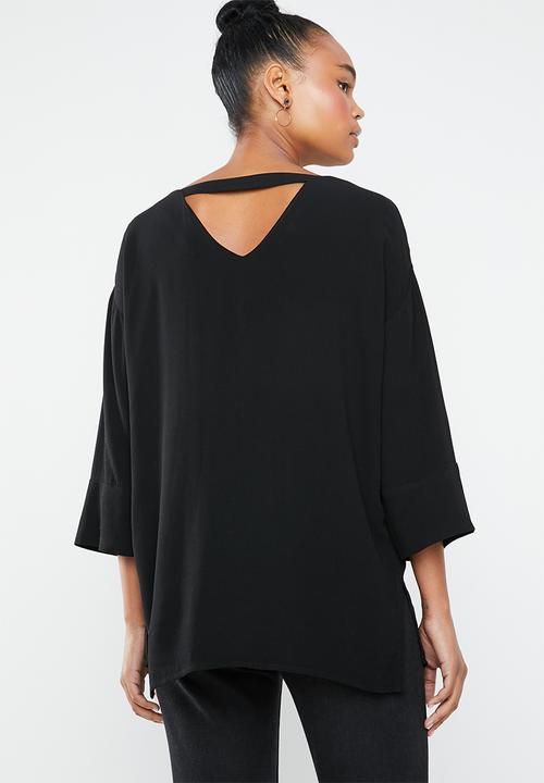 Superbalist - V-neck button front blouse - black 