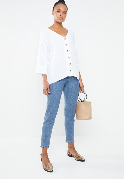 Superbalist - V-neck button front blouse - white