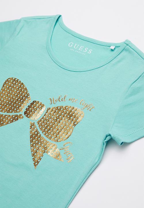 GUESS - Bow print tee - turquoise