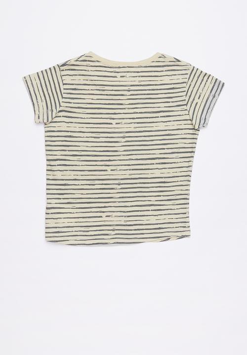 Lizzy - Frances printed tee - grey & cream