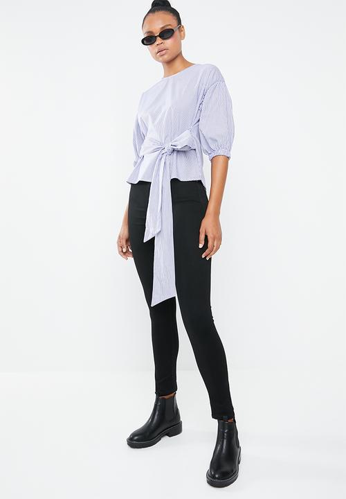 Superbalist - Tie front shell - blue & white 