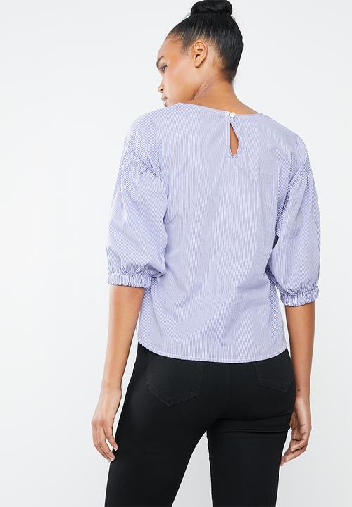 Superbalist - Tie front shell - blue & white 