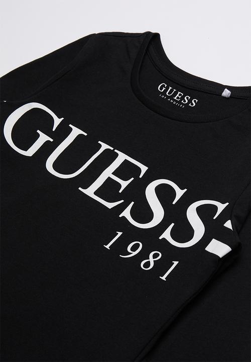 GUESS - Long sleeve classic varsity tee - black