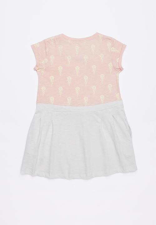 Lizzy - Loretta tee combo dress - pink & grey